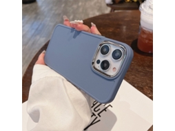 Conjunto De 2 Capas Para Iphone 17 Nas Cores Cinza E Azul, Com Estrutura Metálica E Design Simples.