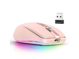 Rato Yizhood M303 Usb2.4g Bt5.1 Type C Sem Fio De Modo Duplo Recarregável Para Jogos 2400 Dpi Rgb Light Rosa