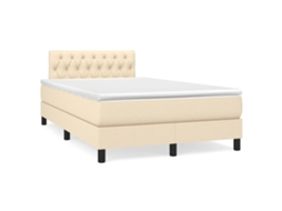 Vidaxl Cama Boxspring com Colchão 120x190 Cm Tecido Cor Creme