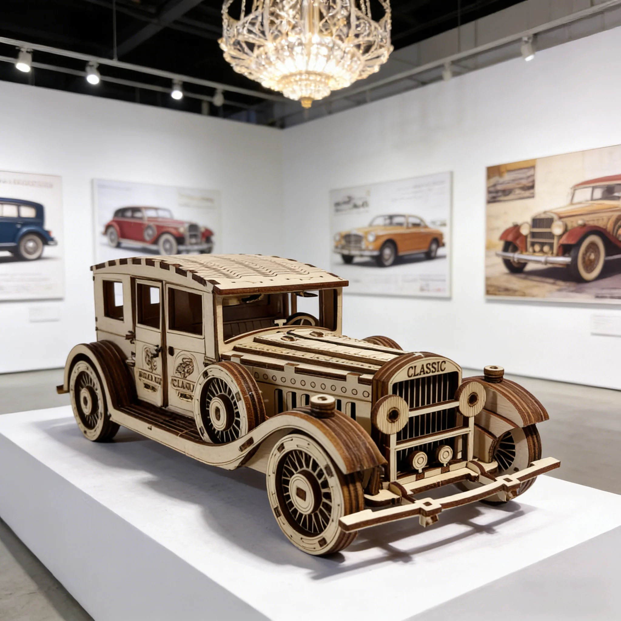 1 Quebra cabeça 3d Criativo de Carro Retrô de Madeira para Montar MDUG