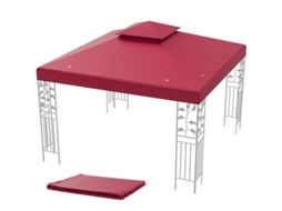 Lona para Toldo em Ferro Forjado com Teto Duplo COSTWAY Proteção Solar 50+ (300 Cm X 300 Cm Poliéster Vinho)