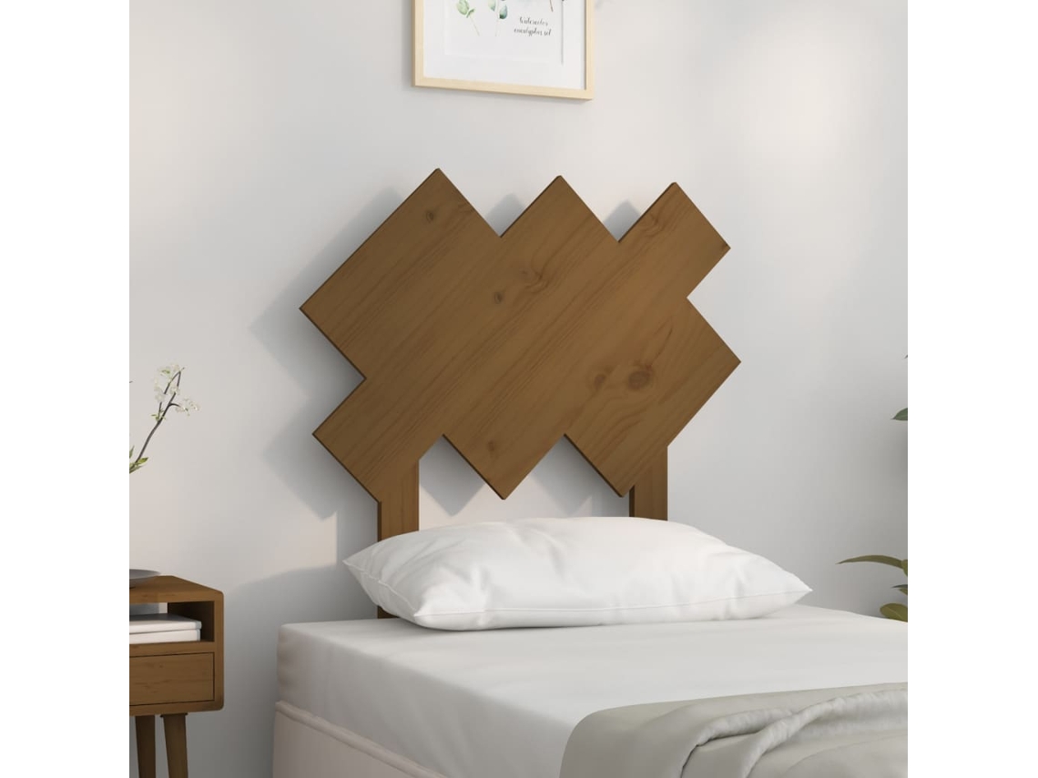 Vidaxl Cabeceira De Cama 72,5x3x81 Cm Pinho Maciço Castanho Mel