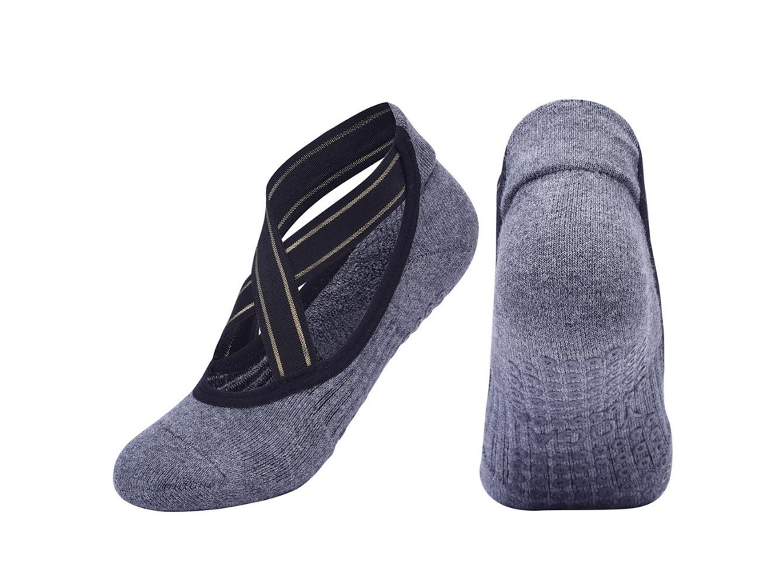 2 Pares Meias Antiderrapantes Com Pontos De Cola 104 Algodão Penteado Respiráveis Para Esportes Barefoot