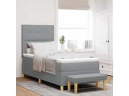 Vidaxl Cama Box Com Cabeceira Cinzento-claro 190 X 90 Cm Tecido