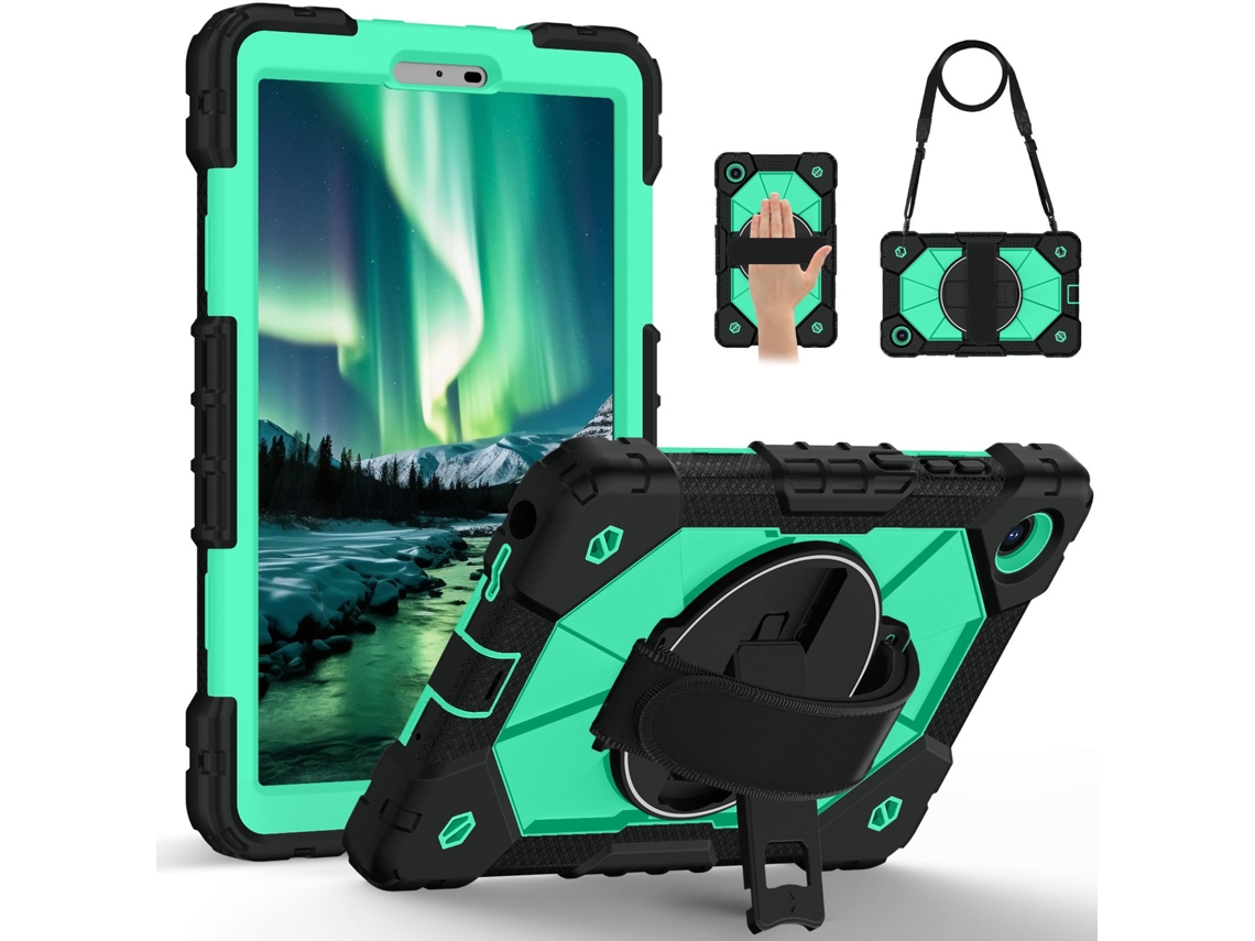 Capa Para Tablet Lurelia, Compatível Com Lenovo Tab One/tab K9 8.7, Giratório, Verde Menta, Silicone, Suporte Giratório, Função Sono