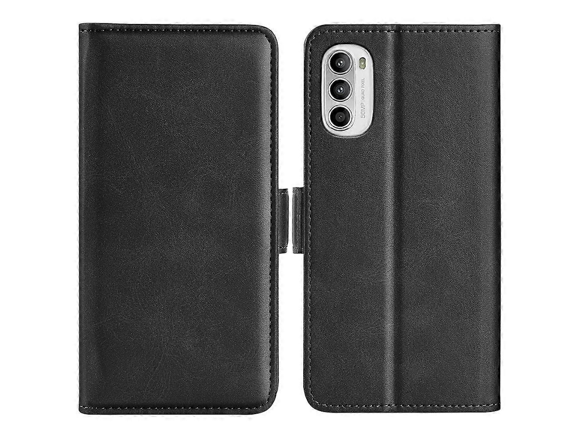 Capa De Couro Com Fecho Magnético Duplo Em Ambos Os Lados Para Motorola Moto G52 4g.