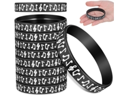 Conjunto de 24 pulseiras de silicone com notas musicais para festas, material durável e design preto, ideais para chás de bebê e outras ocasiões especiais.