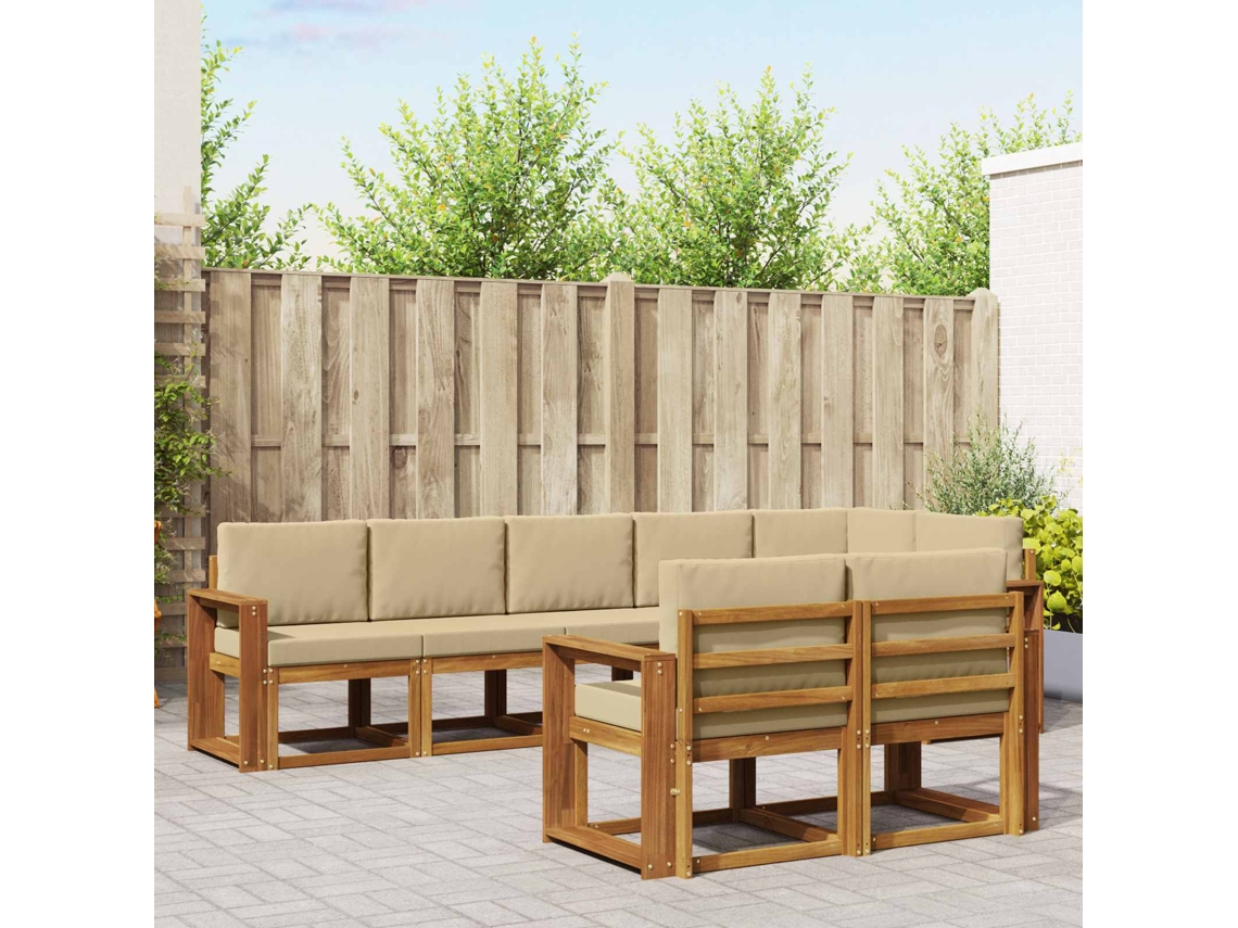 Vidaxl Conjunto De Sofás Para Exterior 8 Unid. Natural E Bege