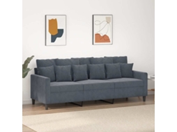 Vidaxl Sofá De 3 Lugares 180 Cm Veludo Cinza-escuro
