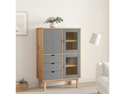 Vidaxl Armário Alto Otta 85x43x125 Cm Pinho Maciço Castanho/cinza