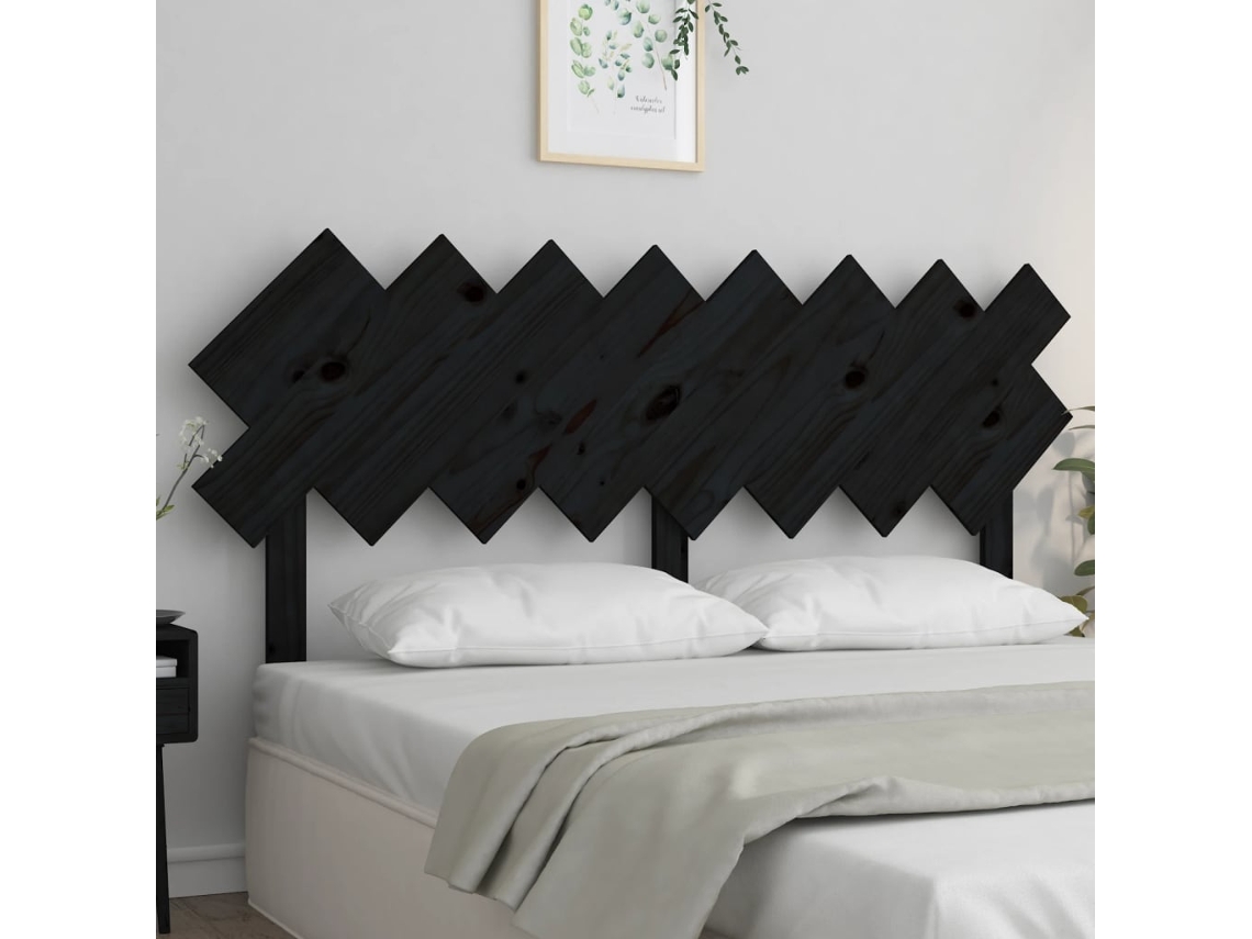 Vidaxl Cabeceira De Cama 159,5x3x80,5 Cm Pinho Maciço Preto