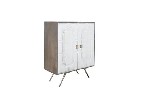 Aparador DKD Home Decor Cinzento Dourado Branco Latão Madeira de mangueira (93 x 41 x 114 cm)