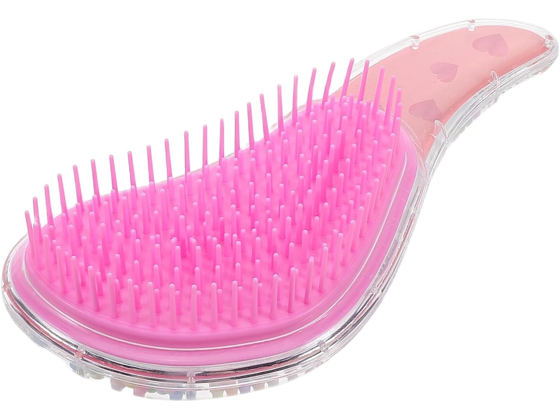 Escova De Cabelo Viagem Dupla Uonlytech Para Cabelos Grossos, Feita De Plástico E Silicone, Rosa, Ideal Para Cabelos