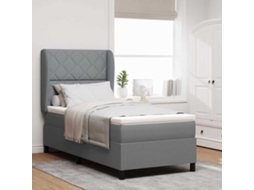Vidaxl Cama Box Com Cabeceira Cinzento-claro 100 X 200 Cm Tecido