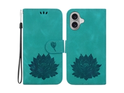 Capa Em Couro Pu, Com Suporte, Para Apple Iphone 16 - Verde