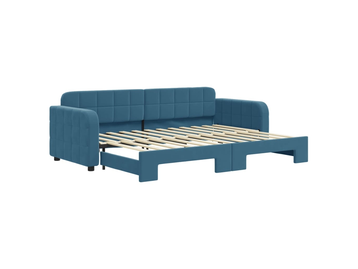 Sofá-cama com gavetão VIDAXL Azul Veludo (80x200 cm)