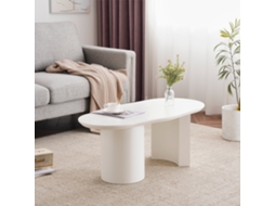 Mesa De Centro Irregular 100cm Branca, Mdf De Alta Qualidade, Superfície Laqueada, Design Elegante