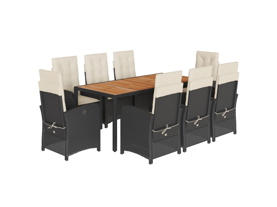 Garden Dining Set, Garden Dining Sets Vidaxl Preto Rattan / Vime (mesa Com 190 Cm De Comprimento)