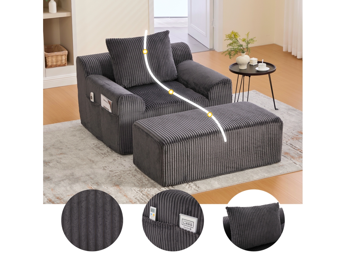 Sofá Cama Lateral Chenille Guarda Bege Reversível Sala