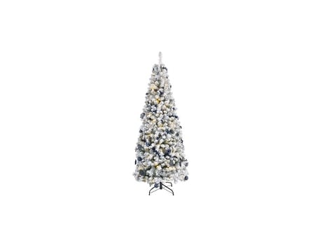 Árvore De Natal Dobrável Com Neve Ø64x150cm Com Microled Piscante E Decorações Everlands