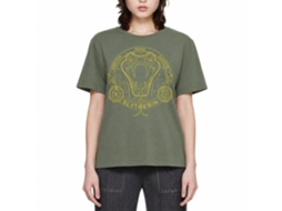 Rockinstone Harry Potter Minimalist Mascot Slytherin Outline Military Green T-shirt Size:m