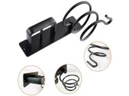 Suporte Para Secador E Chapinha De Cabelo - Organizador Ferramentas Modelagem Parede Conjunto Completo Com Parafusos Banheiro Preto