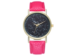 Reloj De Cuarzo Unisex Con Correa De Cuero Pu De Moda Dial Universo Color Rosa Rojo