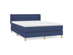 Cama com Molas/colchão 140x190 Cm Tecido Azul MAISON EXCLUSIVE