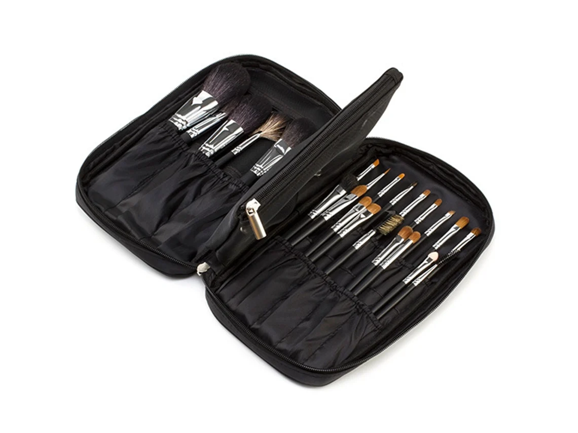 Estojo Organizador De Pincéis De Maquiagem Bolsa Multifuncional Para Cosméticos Bolsa De Maquiagem Para Viagens Preta 24 Furos*