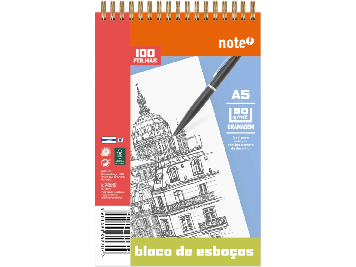 Bloco de Esboços A5 100 Folhas NOTE!