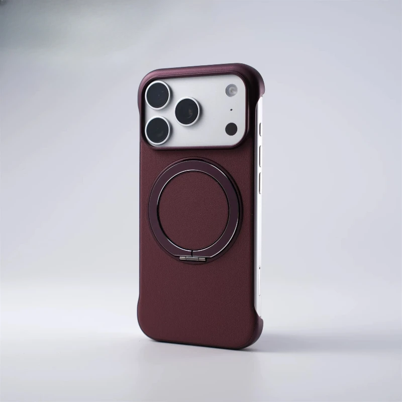(vermelho 16promax) Capa De Celular Com Suporte Magnético E Textura De Couro Para Anel