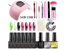 Kit De Lâmpada Uv/led Para Unhas E Esmalte Em Gel De 54w: Conjunto Completo De Ferramentas Para Iniciantes, Inclui Adesivos E Decorações Para Unhas.4-