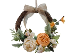 Corona de Peônia Artificial Simulada para Decoração Exterior Casa, Porta, Casamento 26cm