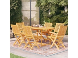 Conjunto de 7 Peças de Jantar Para Jardim Madeira De Teca Maciça Dkd Home Decor