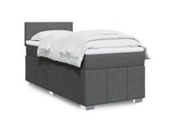 Vidaxl Cama Com Molas/colchão 90x190 Cm Tecido Cinza-escuro