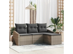 Vidaxl Conjunto De Sofás 4 Unid. Cinzeto Vime Pe