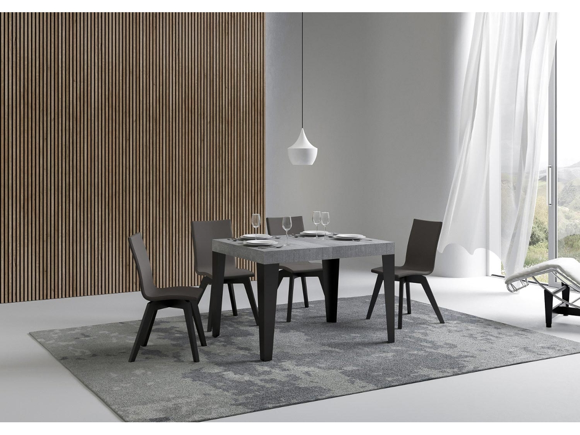 Mesa de Jantar Extensível 70X110/194 Cm Flame Cimento Quadro Antracite