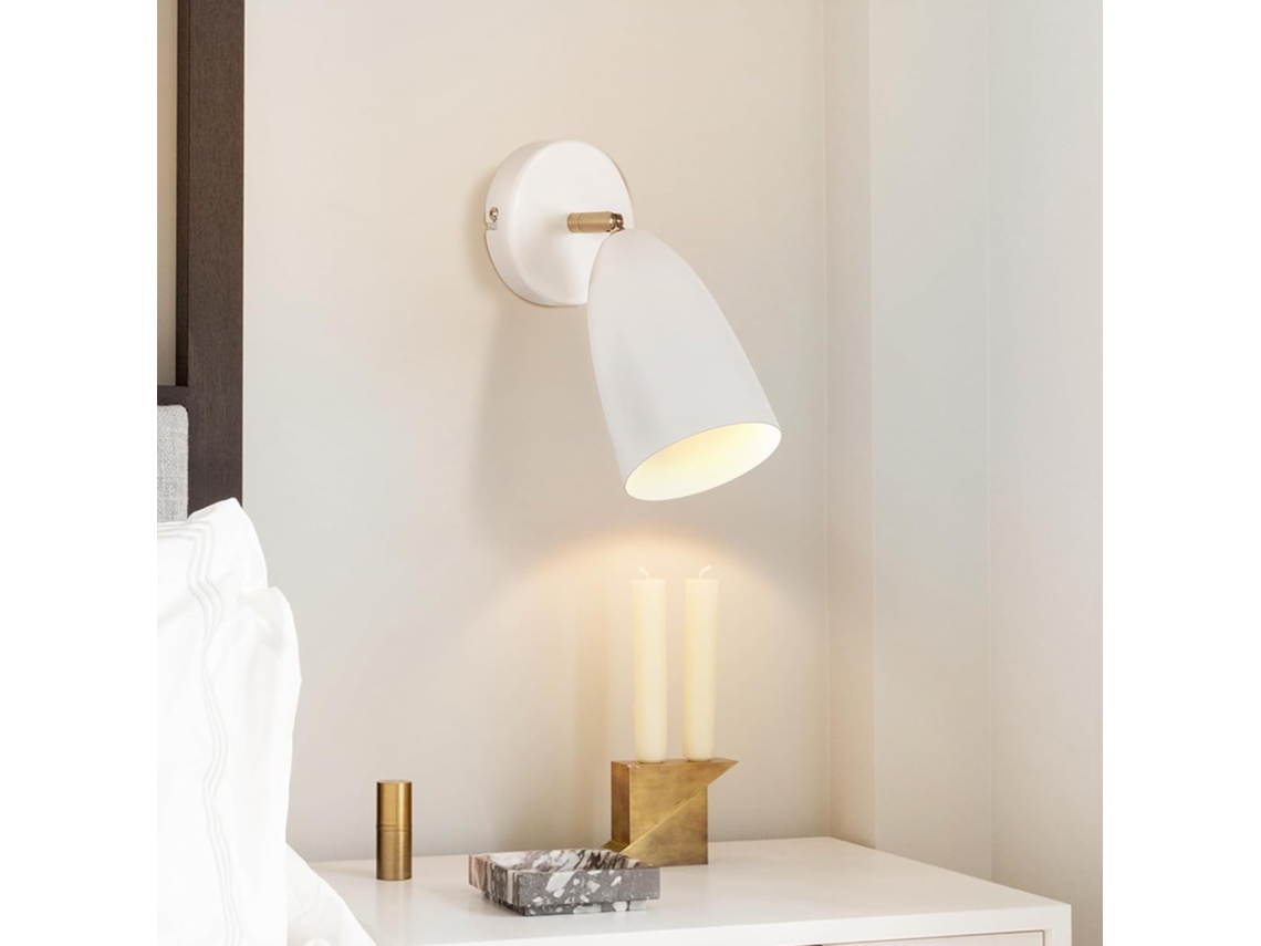 Nettlife Candeeiro De Parede Branca Interior Vintage Retro Para Quarto Gu10, 40 W, Regulável, Para Uso Diário, Para Casa, Design Funcional