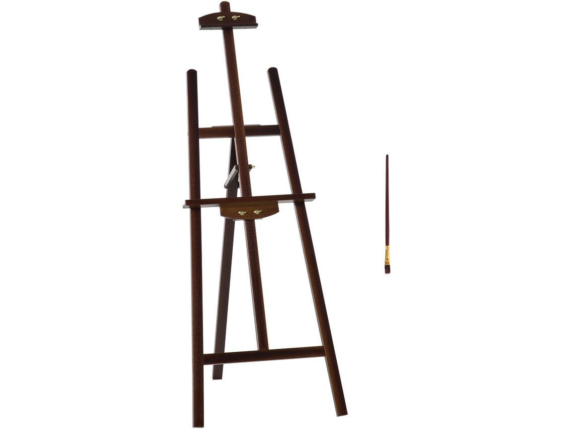 Cavalete de Pintura Madeira de Pinho Cor Marrom Escuro 51.5x71.5x134.5cm Homcom