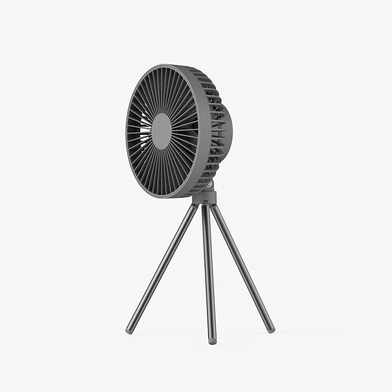 Ventilador Multifuncional Para Camping, Uso Externo, Tripé, Alto Fluxo De Ar E Portátil (cinza Escuro, 4000 Mah).