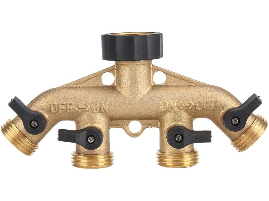 Adaptador De Mangueira De Latão De 3/4" Com 4 Vias, Conector Para Torneira, Ideal Para Irrigação (rosca Eu)