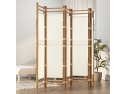 Vidaxl Divisória/biombo Com 5 Painéis Dobráveis 200 Cm Bambu E Lona