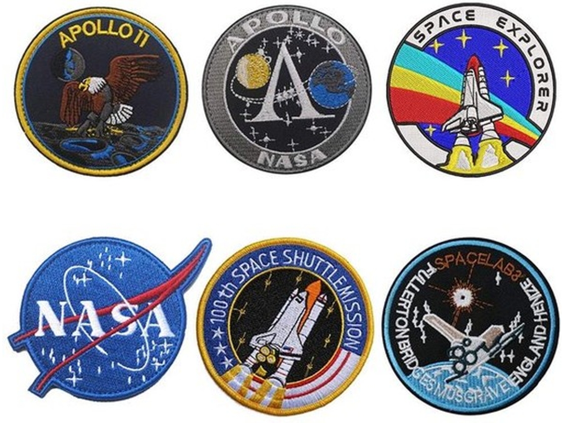 Patches Da Nasa 6 Unidades - Bordado - Fechamento De Gola Ou Lencinho - Sustentável - Confortável - Fácil De Lavar