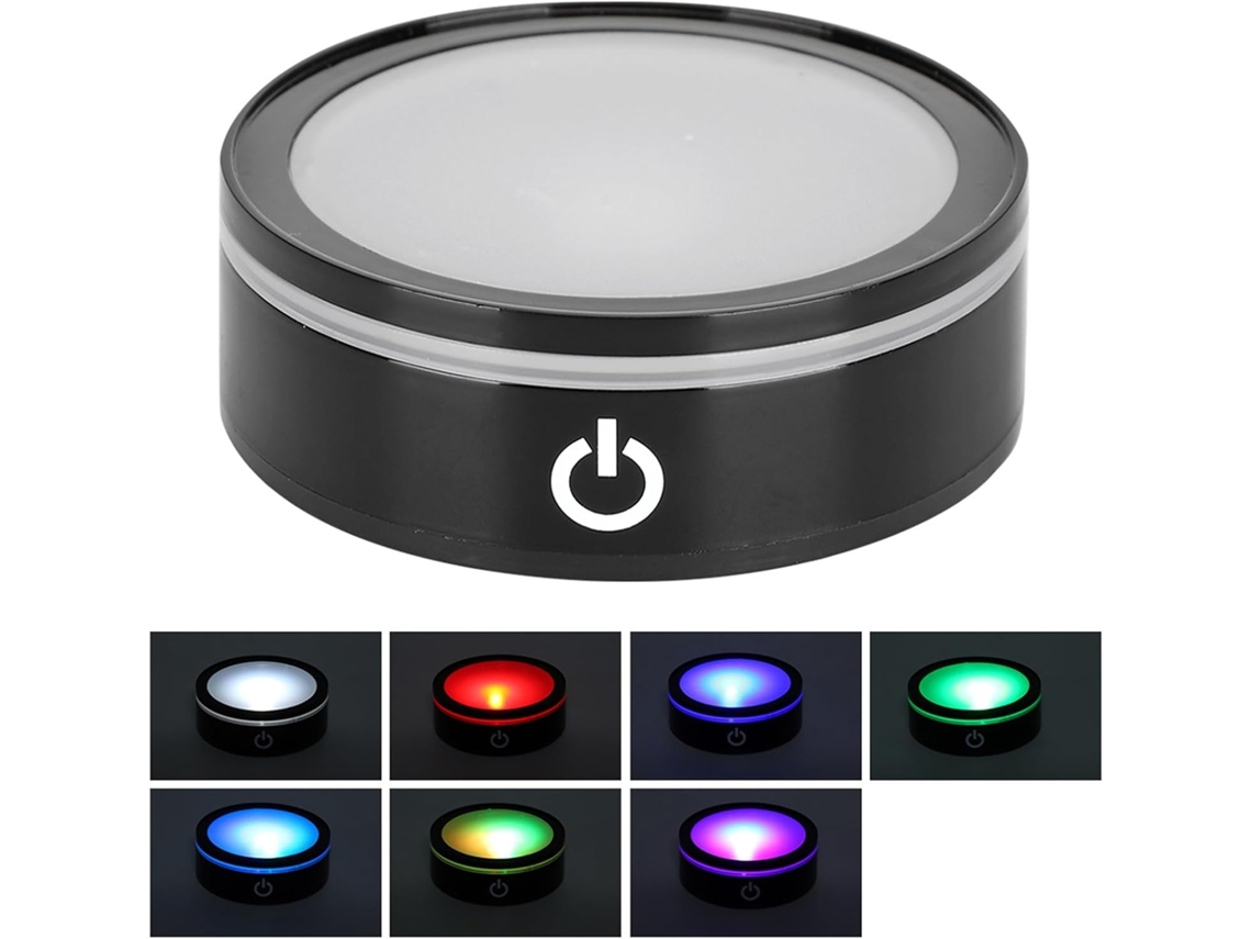 Base De Luz Branca Colorida, Multimodo, Ativada Por Toque, Plana, Preta, Led Cristal, Para Exibição De Artesanato, 7, 9x