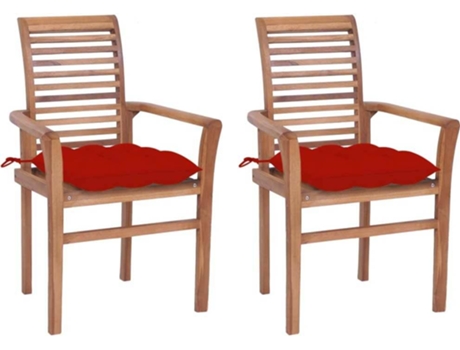 Conjunto 2 Cadeiras de Exterior  c/Almofadas 3062616 (62x56,5x94 cm - Madeira de Teca)