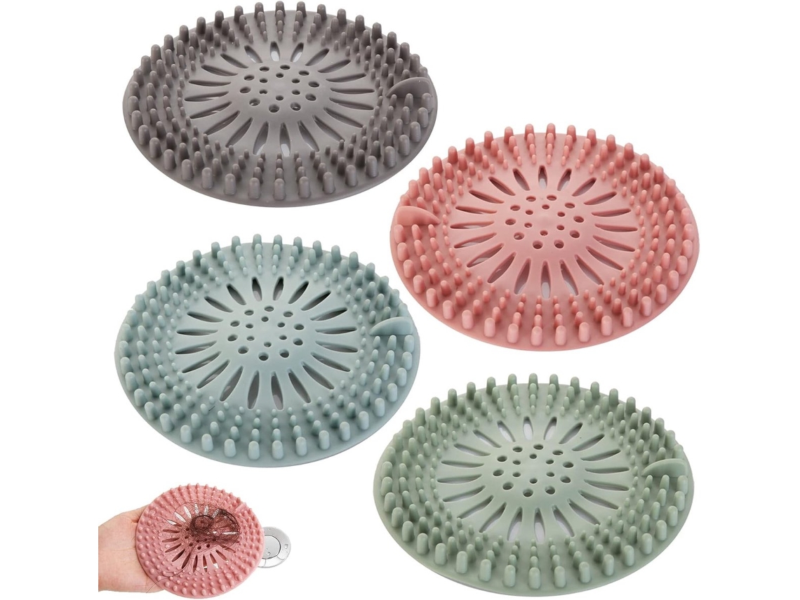 Filtro De Silicone Para Ralo, Pacote Com 4 Unidades Para Banheiro E Cozinha, Filtro Para Ralo De Chuveiro Em 4 Cores
