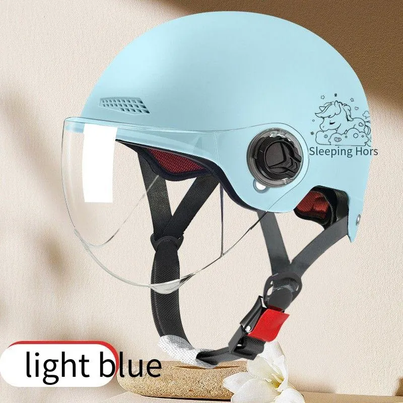 Capacete De Moto Elétrica - 28,5 * 25 * 21cm - Cavalo Pequeno Azul Claro