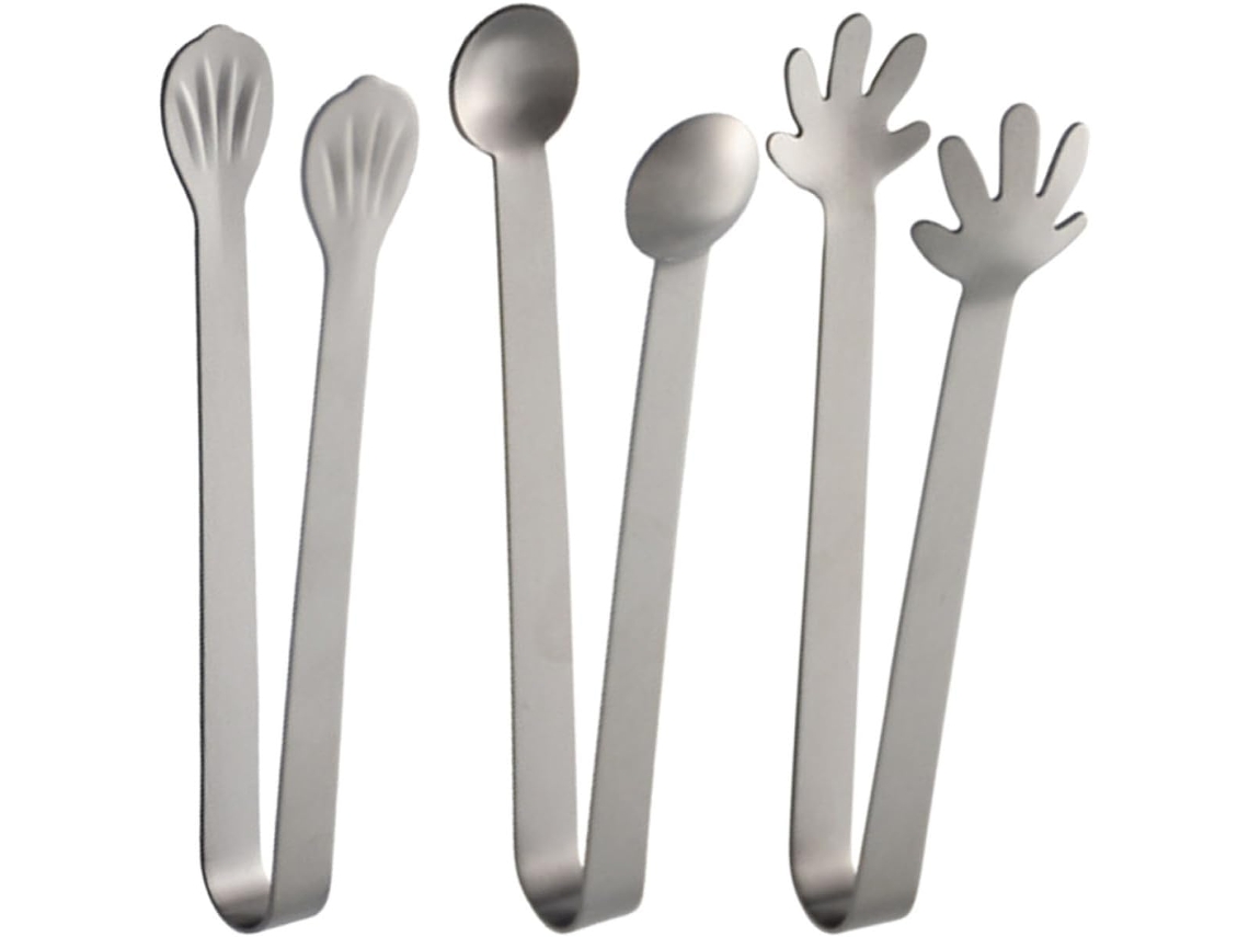 Pinças Multifuncionais Para Churrasco Em Aço Inoxidável, Prateadas, Conjunto De 3 Peças, Design Simples E Portátil Para