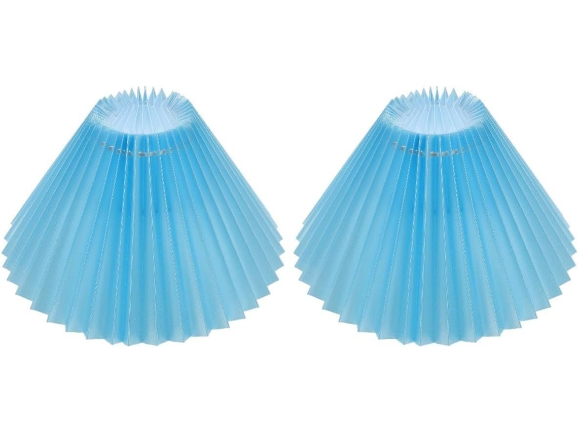 Conjunto De 2 Abajures De Tecido Plissado E27, Decorativos, Azul