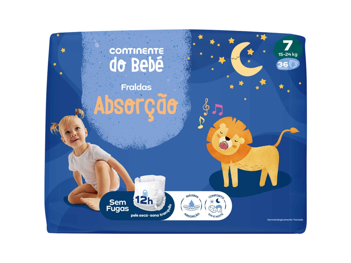 Fraldas Absorção 15-24kg T7 Continente Do Bebé